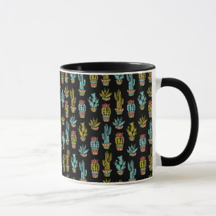Dark Grunge Cactus Pattern Mok