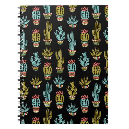 Dark Grunge Cactus Pattern Notitieboek (Voorkant)