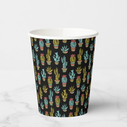 Dark Grunge Cactus Pattern Papieren Bekers (Links)