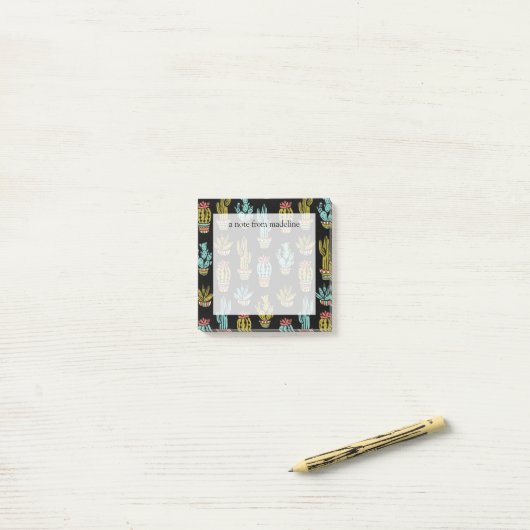 Dark Grunge Cactus Pattern Post-it® Notes (Op bureau)