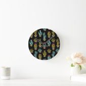 Dark Grunge Cactus Pattern Ronde Klok (Huis)