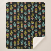 Dark Grunge Cactus Pattern Sherpa Deken (Voorkant)