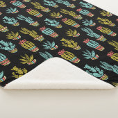 Dark Grunge Cactus Pattern Sherpa Deken (3/4)