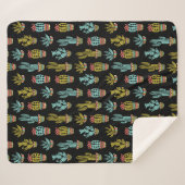 Dark Grunge Cactus Pattern Sherpa Deken (Voorkant (horizontaal))