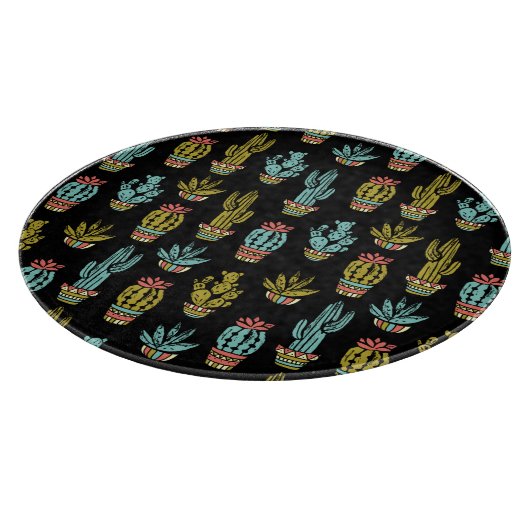 Dark Grunge Cactus Pattern Snijplank (Hoek)