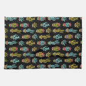 Dark Grunge Cactus Pattern Theedoek (Horizontaal)