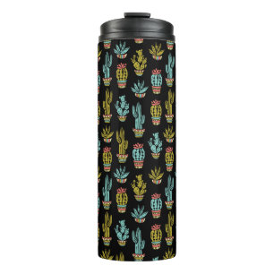 Dark Grunge Cactus Pattern Thermosbeker