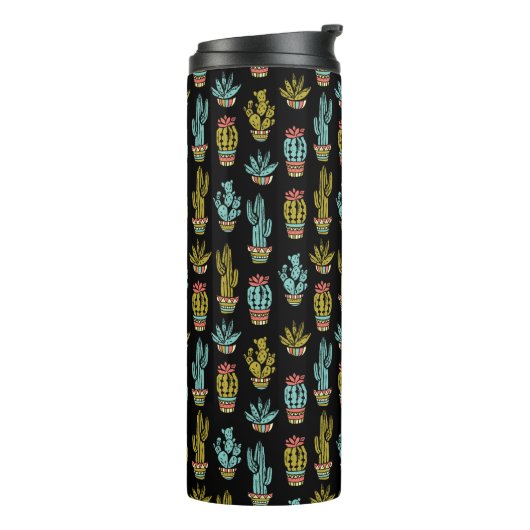 Dark Grunge Cactus Pattern Thermosbeker (Gedraaid links)