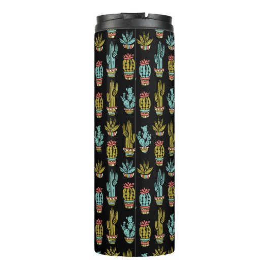 Dark Grunge Cactus Pattern Thermosbeker (Achterkant)