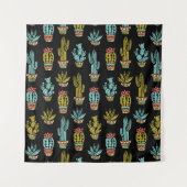 Dark Grunge Cactus Pattern Wandkleed (Voorkant (horizontaal))