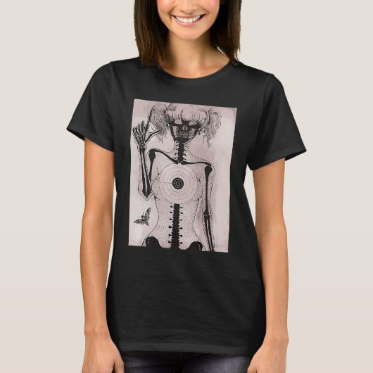Dark grunge  Emo teen girl with moth Gothic T-shirt (Voorkant)