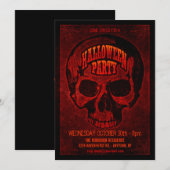 Dark Grunge Skull Halloween Party Invite Kaart (Voorkant / Achterkant)