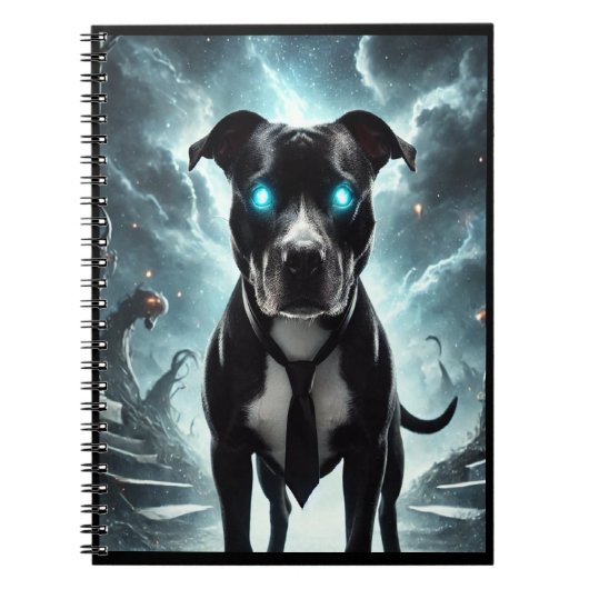 Dark Guardian: Zwarte pitbull met hypnotiserende b Notitieboek (Voorkant)