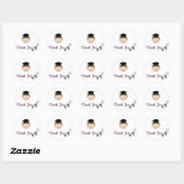 Dark Hair Boy Afstuderen Dank je Stickers (Vel)