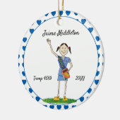 Dark Hair Cadette Girl Scouting Blue Heart Shape Keramisch Ornament (Links)