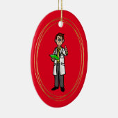 Dark Hair Male Doctor Personaliseert sierlijk Keramisch Ornament (Rechts)