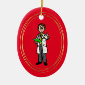 Dark Hair Male Doctor Personaliseert sierlijk Keramisch Ornament (Voorkant)