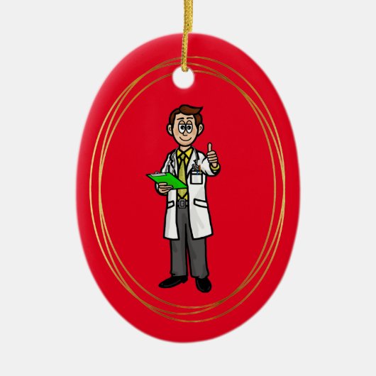 Dark Hair Male Doctor Personaliseert sierlijk Keramisch Ornament (Voorkant)