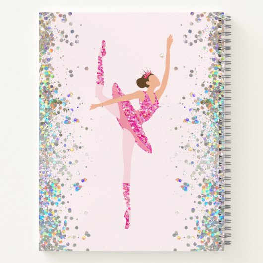 Dark Hair Pink Glitter Dress Pirouette Ballerina Notitieboek (Achterkant)