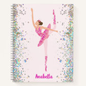 Dark Hair Pink Glitter Dress Pirouette Ballerina Notitieboek (Voorkant)