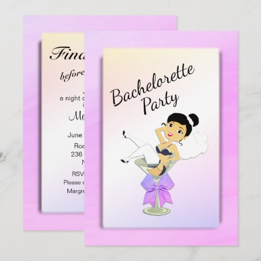 Dark Haire Bachelorette Party Invitation Kaart (Voorkant / Achterkant)