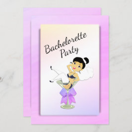 Dark Haire Bachelorette Party Invitation Kaart
