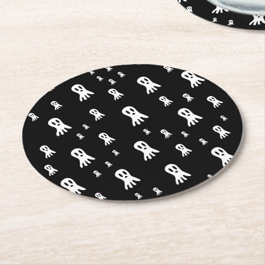Dark Halloween Ghosts Ronde Kartonnen Onderzetter (Gebogen)