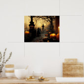  Dark Halloween Night Town Street Poster (Keuken)