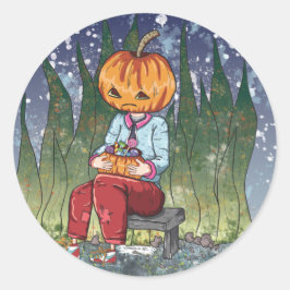 Dark Halloween Pumpkin Boy Ronde Sticker