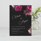Dark Hand Drawn Roses Photo Wedding Kaart (Staand voorkant)