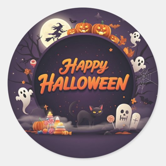 Dark Happy Halloween Ronde Sticker (Voorkant)