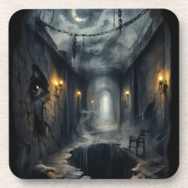 Dark Haunted fantasy Corridor with Moonlit Sky  Bier Onderzetter