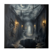 Dark Haunted fantasy Corridor with Moonlit Sky Tegeltje (Voorkant)