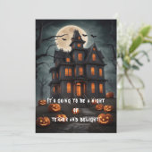 Dark Haunted House Art Eerie Halloween Kaart (Staand voorkant)
