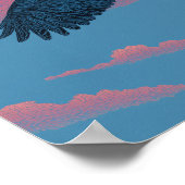 Dark hawk with wings spread across a sunset sky poster (Hoek)
