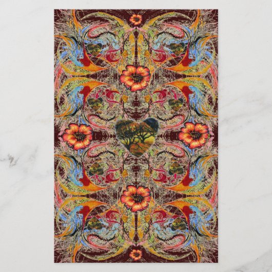 Dark Heart Fantasy Floral Scrapbook Craft Paper Briefpapier (Voorkant)