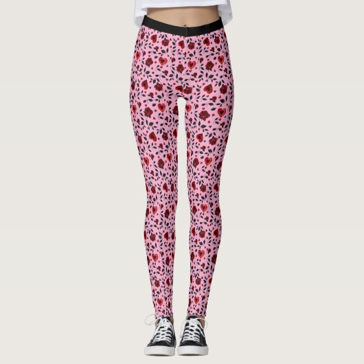 Dark Hearts en Rozen Gothic Leggings (Voorkant)