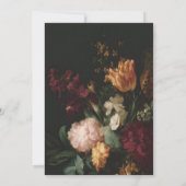 Dark Herfst Flowers Calligrafie Black Wedding Kaart (Achterkant)