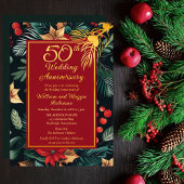 Dark Holiday Floral 50ste bruiloft Jubileum Party Folie Uitnodiging