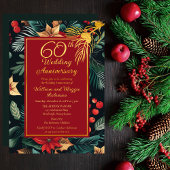 Dark Holiday Floral 60ste bruiloft Jubileum Party Folie Uitnodiging