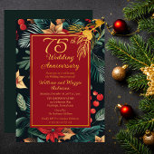 Dark Holiday Floral 75e bruiloft Jubileum Party Folie Uitnodiging