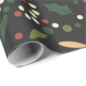 Dark Holiday Stippen Holly verliest Kerstmis Cadeaupapier (Rol Hoek)