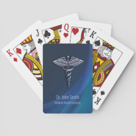 Dark Holographic 3D Chrome Medical Caduceus Pokerkaarten