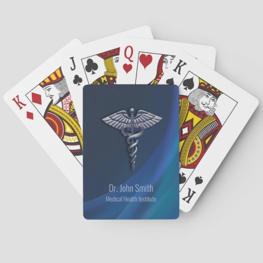 Dark Holographic 3D Chrome Medical Caduceus Pokerkaarten (Achterkant)