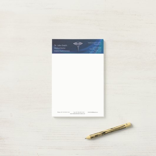 Dark Holographic 3D Chrome Medical Caduceus Post-it® Notes (Op bureau)