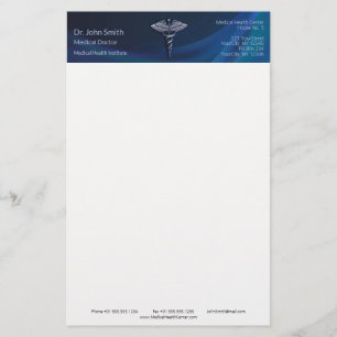 Dark Holographic 3D Medical Chrome Caduceus Briefpapier