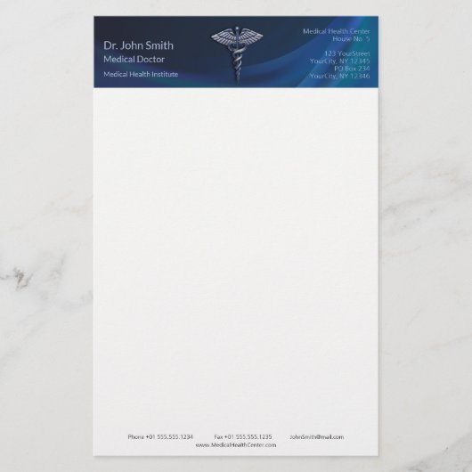 Dark Holographic 3D Medical Chrome Caduceus Briefpapier (Voorkant)