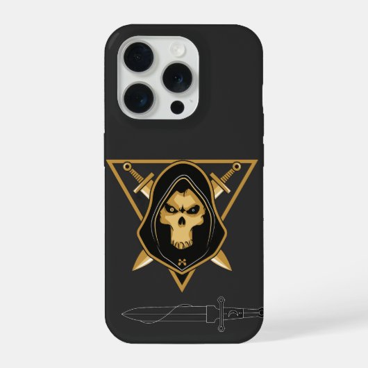 Dark Hooded Skull iPhone 15 Pro Hoesje (Achterkant)