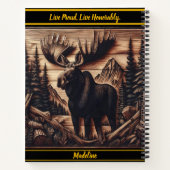 Dark houten eland reliëf kunst met natuur notitieboek (Achterkant)