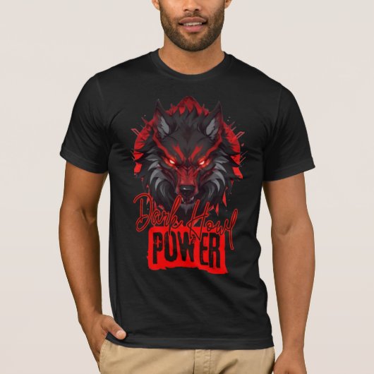 Dark Howl Power | Red Wolf Magic Art T-shirt (Voorkant)